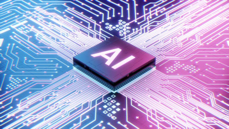 Fossa Apparel - Does AI Have a Place in the Custom Promotional Products Industry? AI microprocessor on motherboard computer circuit, Artificial intelligence integrated inside Central Processors Unit or CPU chip, 3d rendering futuristic digital data technology concept background